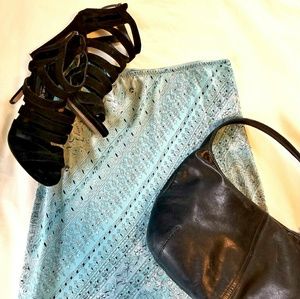 3/$20 Sale Limited A-Line 100% Silk Lt. Blue Skirt